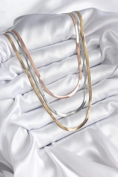 316L Çelik Mix Renk İtalyan Zincir Model Kadın Kolye - Resim 2