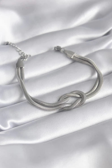 316L Çelik Çelik Gold Renk İtalyan Zincir Düğüm Model Kadın Bileklik ürün görseli 1