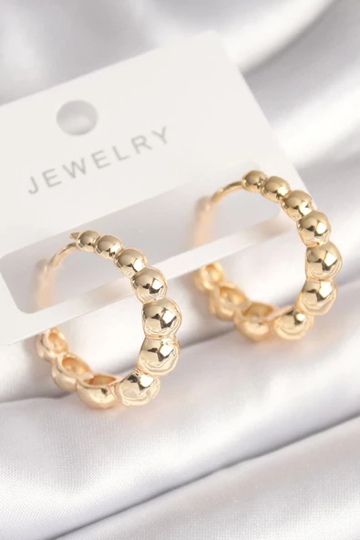 Pirinç Gold Renk Top Halka Model Kadın Küpe ürün görseli 1