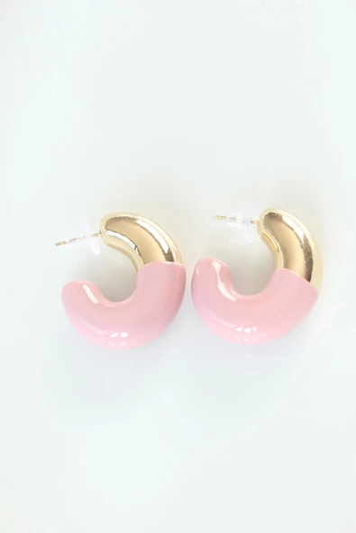 CCB Gül Kurusu Gold Çift Renk Küpe - Resim 2