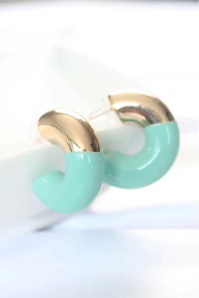 CCB Turkuaz Gold Çift Renk Küpe ürün görseli 1