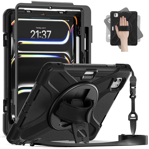 Apple iPad Pro 11 2024 Redclick Defender Zırh Askılı Outdoor Tablet Silikon - 3