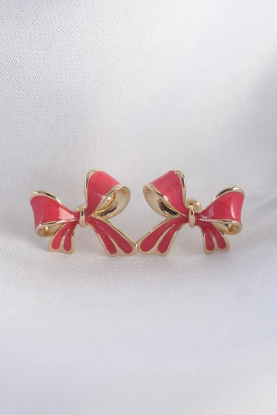 Pirinç Pembe Renk Fiyonk Küpe ürün görseli 1