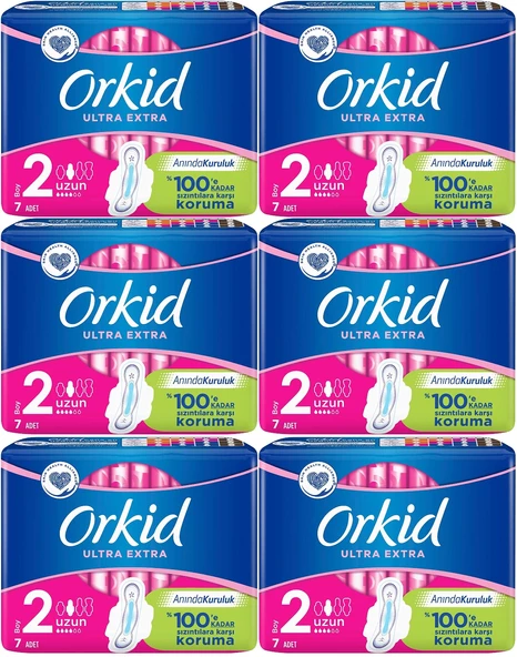 Orkid Hijyenik Ped Ultra Extra Koruma Uzun 42 Adet (6PK*7)