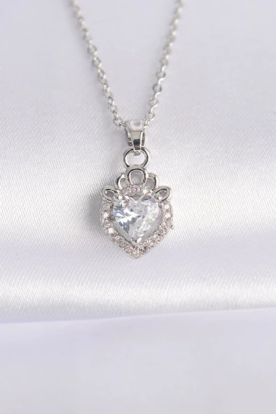 316L Çelik Zincir Gümüş Renk Zirkon Taşlı Rapunzel Kolye ürün görseli 1