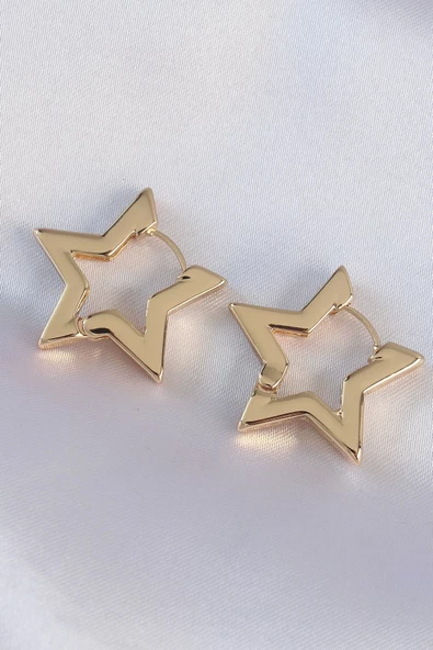 Pirinç Gold Renk Yıldız Küpe ürün görseli 1