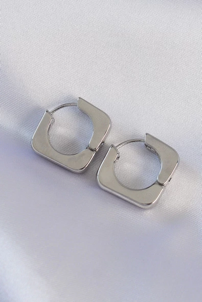 Pirinç Gümüş Renk Kare Küpe ürün görseli 1