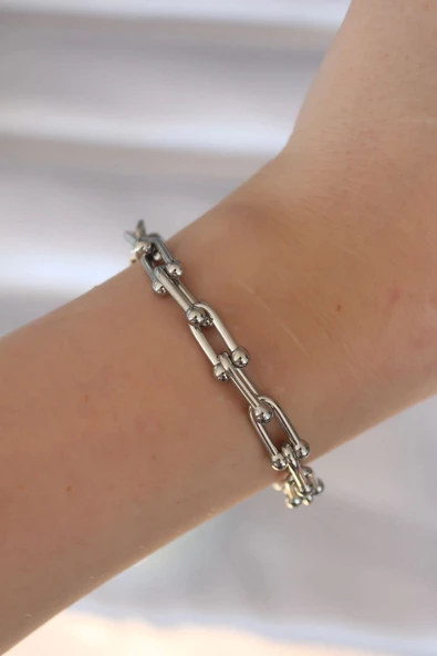 316L Çelik Gümüş Renk Tiffany Bileklik ürün görseli 1