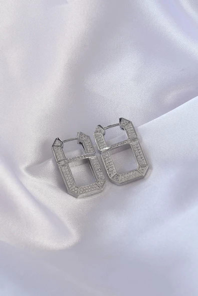 Vip Seri Pirinç Gümüş Renk Zirkon Taşlı Serenay Küpesi ürün görseli 1