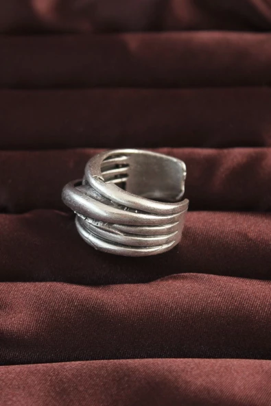 Gümüş Renk Kaburga Model Ayarlamalı Erkek Yüzük - 2