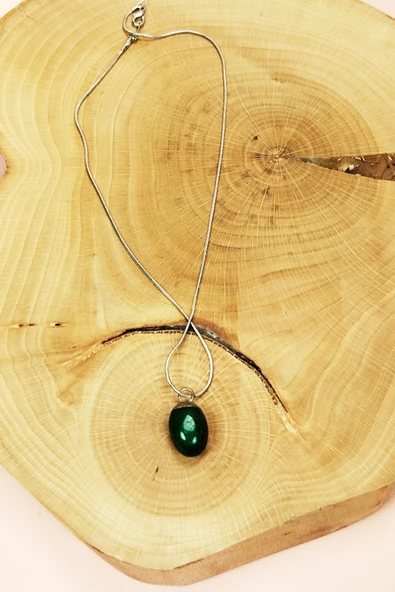 Aventurin Doğal Taşı Zincirli El Yapımı Kolye Uç: 2 cm Zincir: 20 cm Kutulu - 7