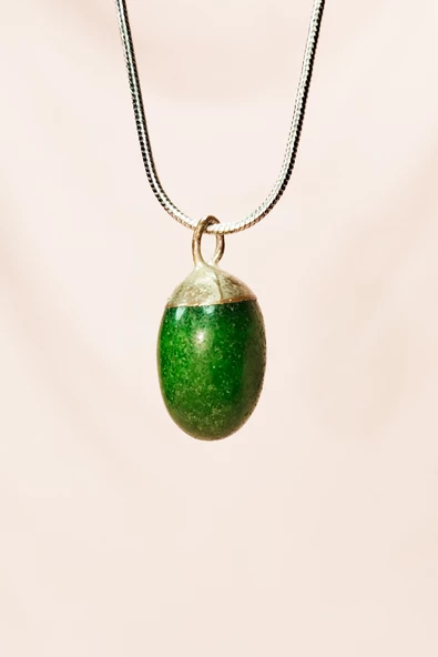 Aventurin Doğal Taşı Zincirli El Yapımı Kolye Uç: 2 cm Zincir: 20 cm Kutulu - 4