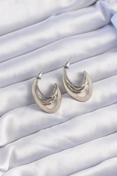 Pirinç Gold Gümüş Renkli Düz Plaka Halka Küpe ürün görseli 1