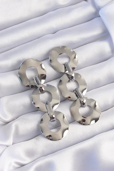 Pirinç Gümüş Renk Oval Ayna Model Sallantılı Küpe ürün görseli 1