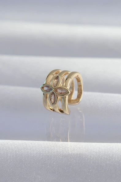 Pirinç Gold Renk Yonca Earcuff Küpe ürün görseli 1