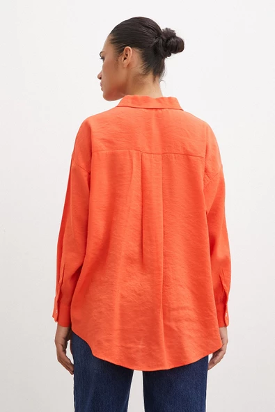 Basic Modal Gömlek Oranj - Resim 4