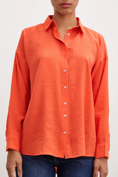 Basic Modal Gömlek Oranj - Resim 2