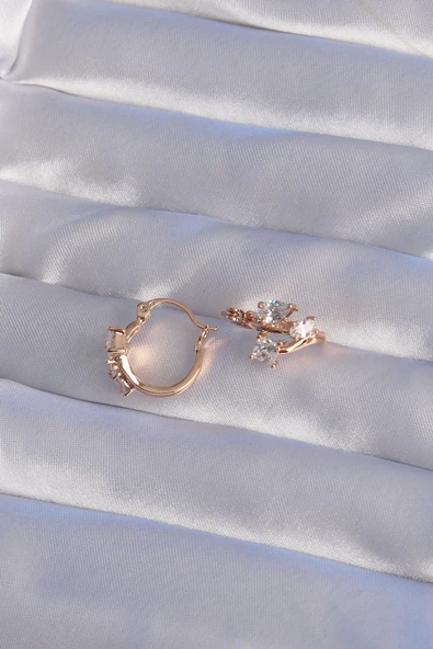 XUPİNG Rose Renk Zirkon Taşlı Halka Küpe - Resim 3