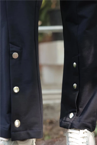 Fermuarlı Cepli Çıtçıt Detayı İkili Tesettür Eşofman Takımı - 71207.015 - Lacivert - Resim 3