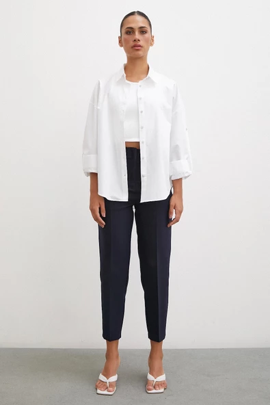 Kol Apoletli Gömlek Beyaz - 2