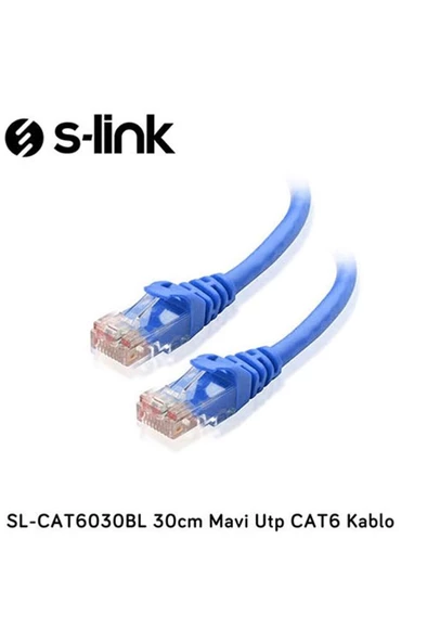 S-link SL-CAT6030BL 30cm Mavi Utp CAT6 Kablo