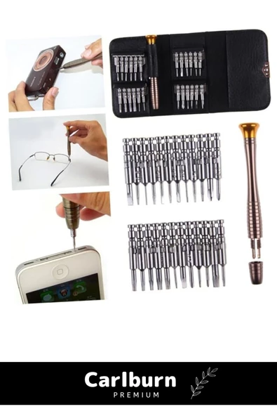 Özel Üretim 112 Gr Ağırlığında Dayanıklı 24 Uçlu 1 Kalemli Hafif Mini Çıtçıtlı Cüzdan Tornavida Seti - 3