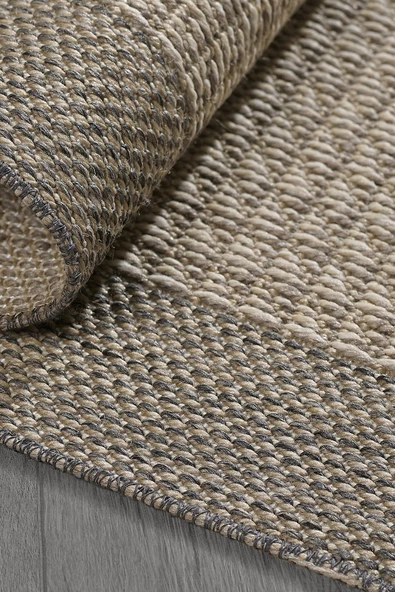 Konfor Sisalux 3091 Bej Jüt Tabanlı Modern Dokuma Kilim Sisal Hasır Halı - 4