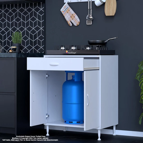Modilayn BİRCE XXL-75 x 87 x 48 cm Kapaklı Set Ocak Altı Çok Amaçlı Mutfak & Banyo Dolabı - Resim 3