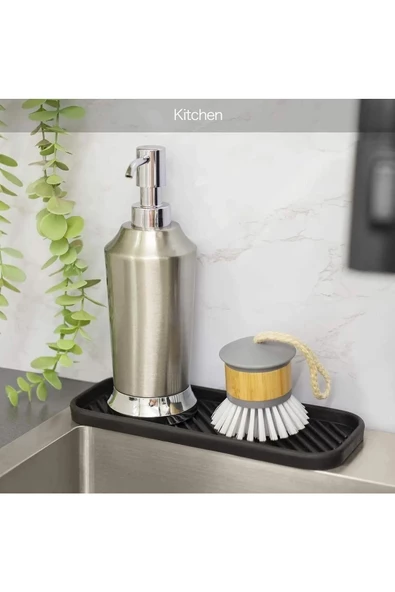 TİNEKE Silikon Yağdanlık Yağlık Standı Altlık ,çok Amaçlı Organizer Sunumluk ,sabunluk Altlığı 1 ADET SİYAH - 2