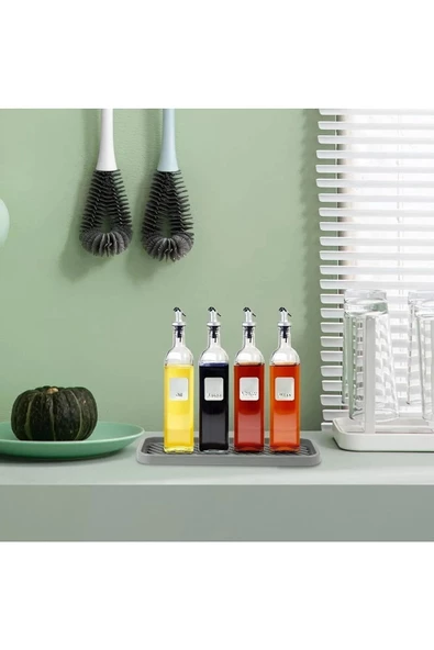 TİNEKE Silikon Yağdanlık Yağlık Standı Altlık ,çok Amaçlı Organizer Sunumluk ,sabunluk Altlığı 1 ADET SİYAH - 7