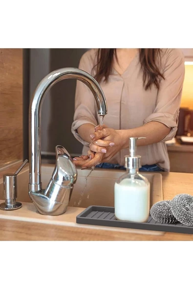 TİNEKE Silikon Yağdanlık Yağlık Standı Altlık ,çok Amaçlı Organizer Sunumluk ,sabunluk Altlığı 1 ADET SİYAH - 3