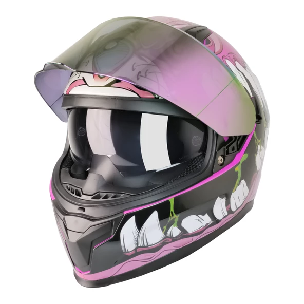 MTS M-910 HORUS LADY GÜNEŞ VİZÖRLÜ KASK (GÖKKUŞAĞI CAMLI) - Resim 3