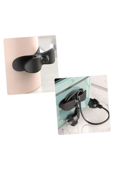 Yapışkanlı Airfryer Kablo Düzenleyici Çok Amaçlı Kablo Tutucu Kablo Toparlayıcı SİYAH  (2 ADET) - 3