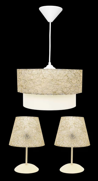 D-light Altın İpli Yatak Odası Abajur ve Avize Seti