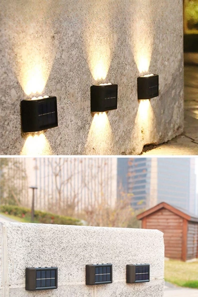 BUFFER® 6 Ledli Solar Güneş Enerjili Aplik Led, Dekoratif Duvar Monteli Gün Işığı Led - 9