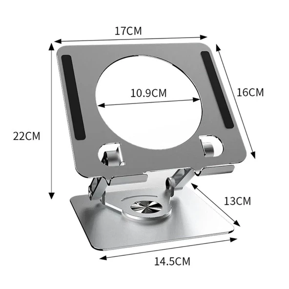 BUFFER® 360 Derece Dönebilen Yükseltilmiş Masaüstü Ayarlanabilir  Metal Tablet Standı - 5