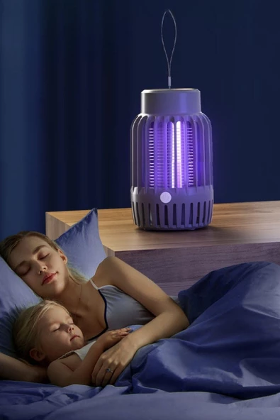 BUFFER® 2'si 1 Arada Şarjlı,Mor UV Işıklı Sinek Öldürme Aparatı ve  Kamp Tipi Askılı Gece Lambası - 10