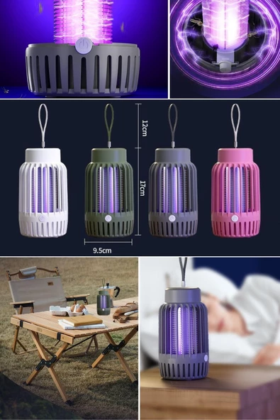 BUFFER® 2'si 1 Arada Şarjlı,Mor UV Işıklı Sinek Öldürme Aparatı ve  Kamp Tipi Askılı Gece Lambası - 9
