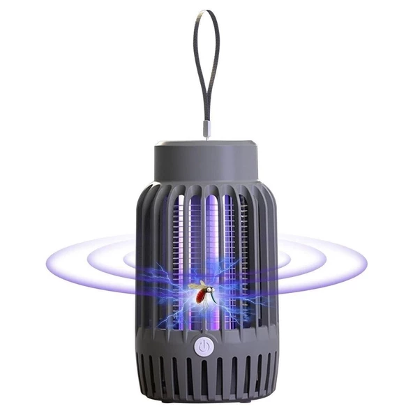 BUFFER® 2'si 1 Arada Şarjlı,Mor UV Işıklı Sinek Öldürme Aparatı ve  Kamp Tipi Askılı Gece Lambası - 2