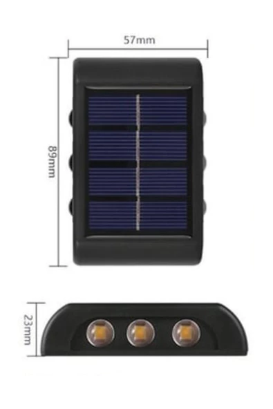 BUFFER® 6 Ledli Solar Güneş Enerjili Aplik Led, Dekoratif Duvar Monteli Gün Işığı Led - 7