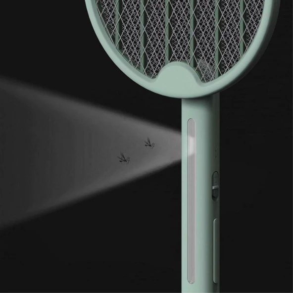 BUFFER® Tenis Raketi Tipi Masaüstü Olabilen Gece Lambalı Sinek Kovucu,Öldürücü Raket - 4