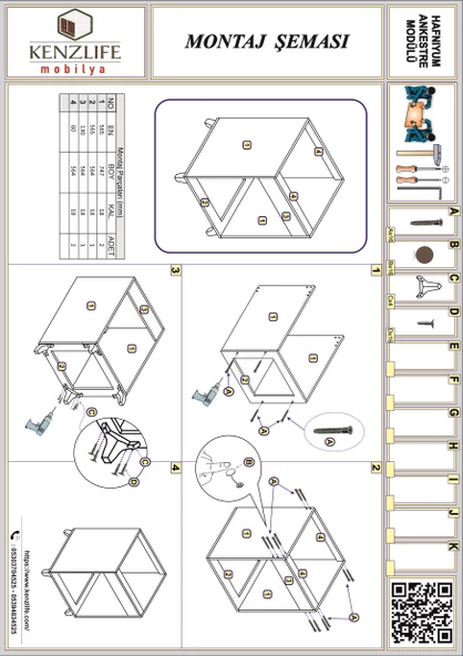 Kenzlife ankastre modülü kabini hafniyum byz fırın ocak dolabı ayaklı üstten - 3