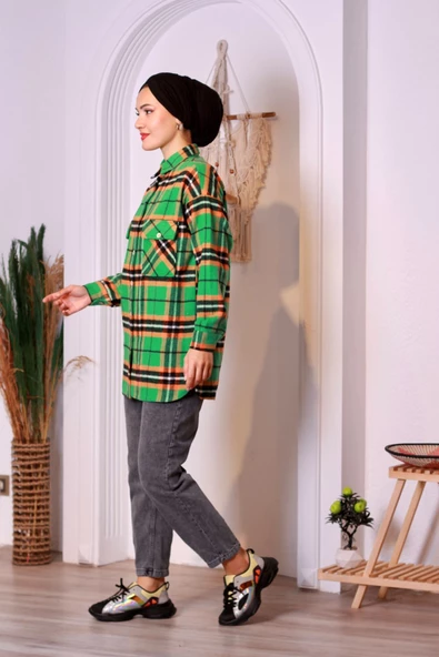 Ekoseli Kapüşonlu Oduncu Gömlek - Kırmızı/siyah - 12