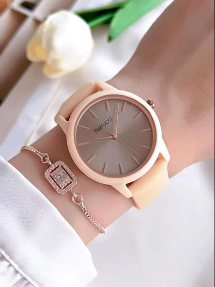 Ferrucci Spor Seri Silikon Kordon 3 Atm Suya Dayanıklı Kadın Kol Saati BFC.03284.0X - Resim 2