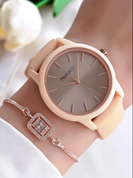 Ferrucci Spor Seri Silikon Kordon 3 Atm Suya Dayanıklı Kadın Kol Saati BFC.03284.0X ürün görseli