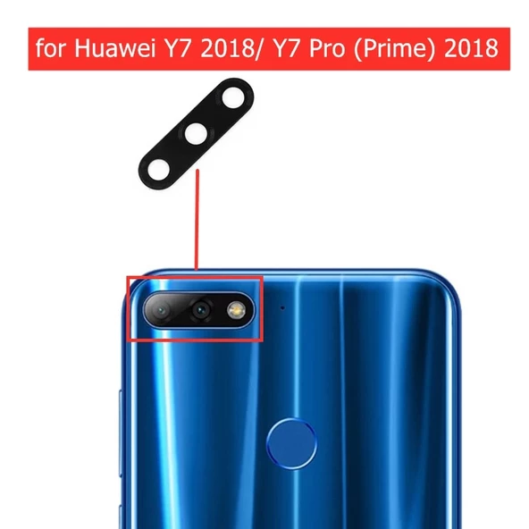 Huawei Y7 2018 Arka Kamera Camı (Çıtasız Sadece Cam)