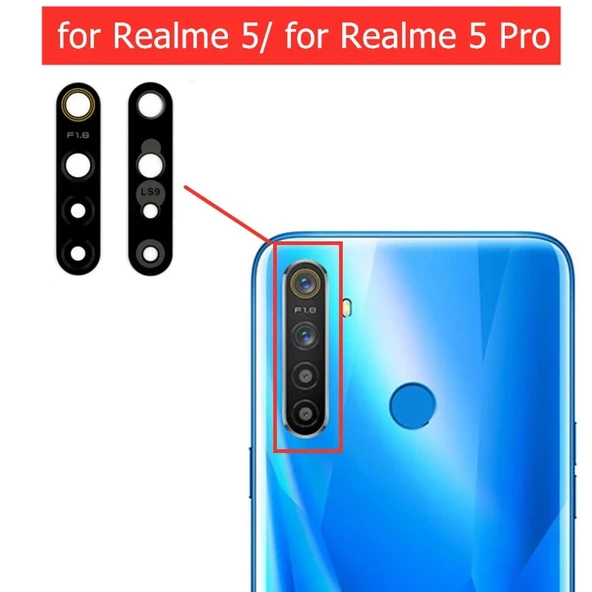 Oppo Realme 5 Pro Arka Kamera Camı (Çıtasız Sadece Cam)