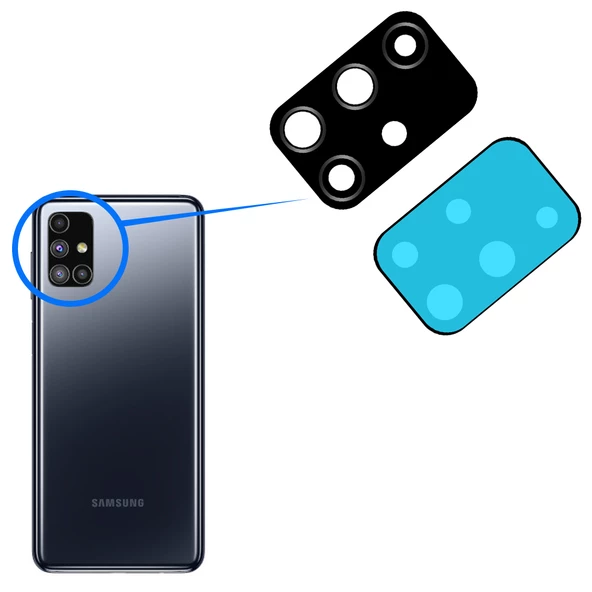 Samsung M515 M51 Arka Kamera Camı ( Çıtasız Sadece Cam)