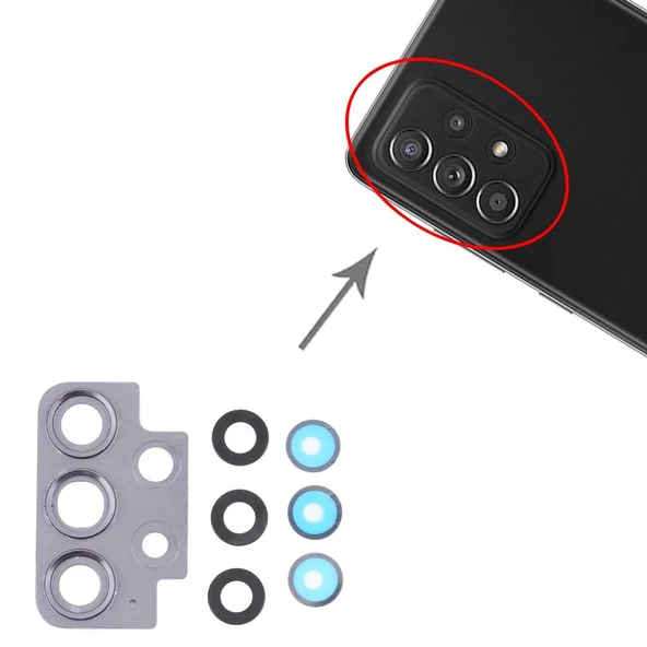 Samsung A525 A52 Arka Kamera Camı ( Çıtasız Sadece Cam)