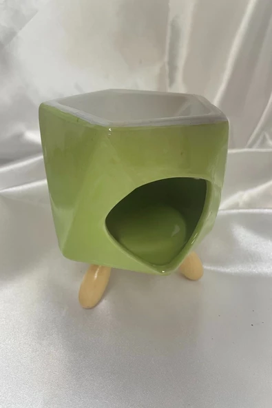 Buhardanlık Seramik Ahşap Ayaklı Buhurdanlık Yeşil - 5